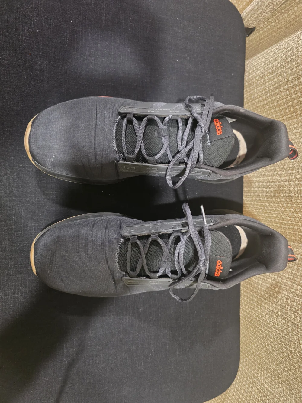 adidas Men’s Black Athletic Sneakers with Orange Accent